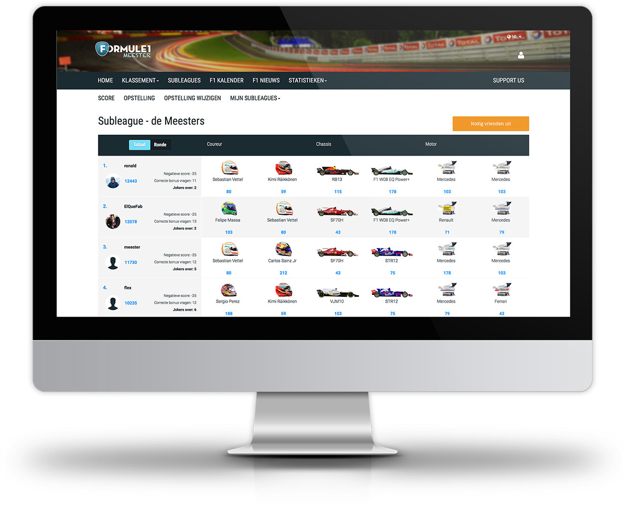 Subleague desktop Formule 1 Meester
